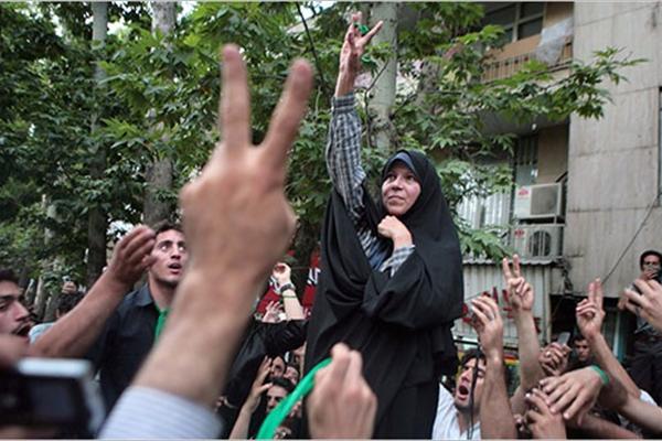Faezeh Hashemi with supporters in Tehran. Undated
