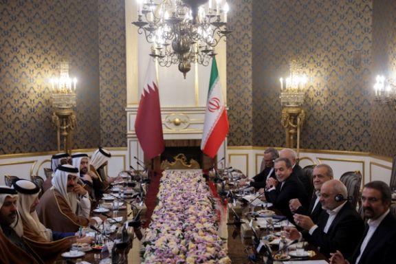 Iranian President Masoud Pezeshkian meets with Emir of Qatar Sheikh Tamim bin Hamad Al Thani, in Tehran, Iran. February 19, 2025.