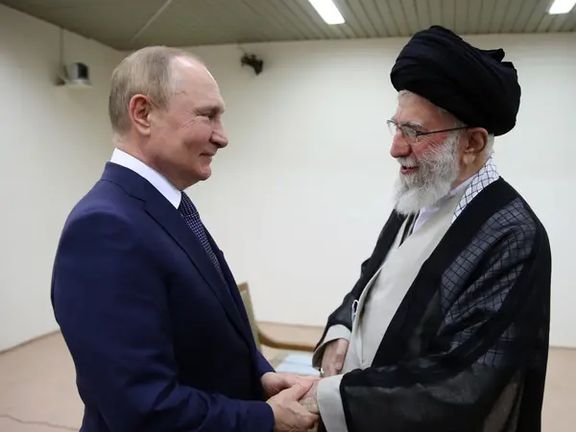 Iran's Ali Khamenei meeting Vladimir Putin in Tehran on July 19, 2022