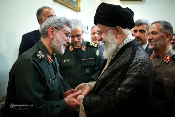 Iran's Supreme Leader Ali Khamenei and the IRGC's Qods Force Commander Esmaeil Qaani