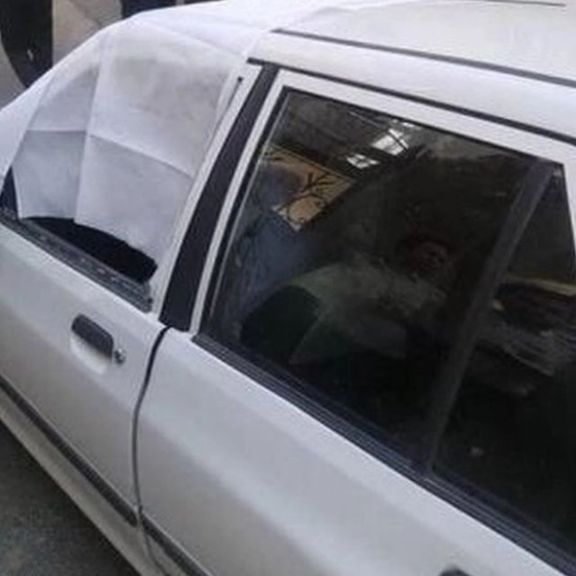 The car in which Colonel Hassan Sayyad-Khodayari, a member of the Quds Force of Iran’s Revolutionary Guards, was assassinated on May 22, 2022