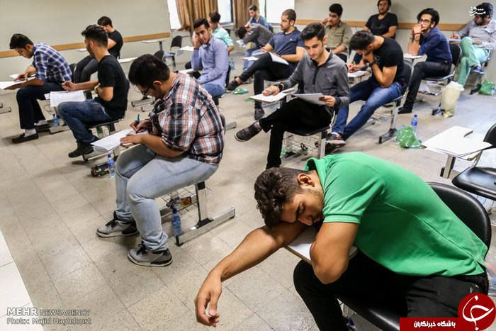 A student taking a na in the long and tiring university entrance exams