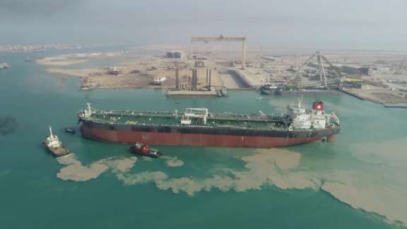 An Aframax-sized oil tanker sold to Venezuela is seen in Bushehr coast, Iran June 8, 2022.
