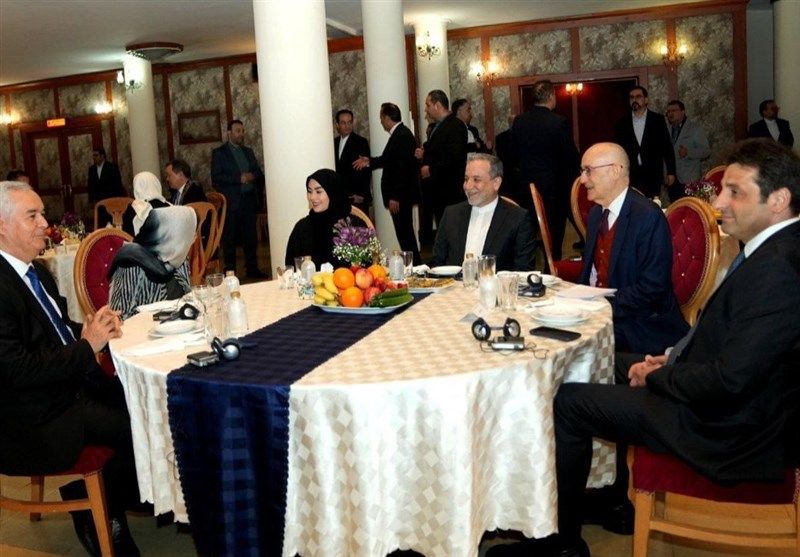 Iran's Foreign Minister Abbas Araghchi during a Nowruz ceremony hosting ambassadors and heads of diplomatic missions in Tehran, along with their spouses, in Tehran on April 5, 2025 