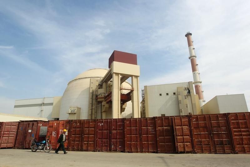 A Russian worker walks past the Bushehr nuclear power plant, 1,200 km (746 miles) south of Tehran October 26, 2010.