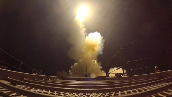 A projectile is fired during what the US Central Command (CENTCOM) said were strikes on Iran, in this screen grab taken from a handout video released on July 12, 2026