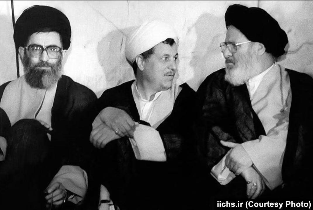 (From left) Ali Khamenei, Akbar Hashemi Rafsanjani, and Mousavi Ardebili 