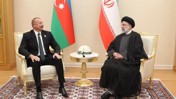Azerbaijan’s President Ilham Aliyev and Iran’s President Ebrahim Raisi during a meeting in Tehran in November 2021