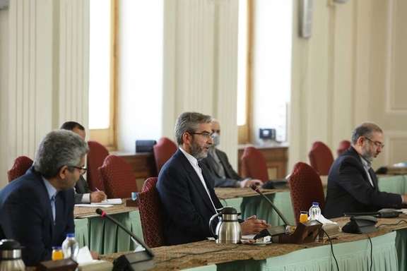 Ali Bagheri-Kani holding talks with EU's Enrique Mora. October 2021