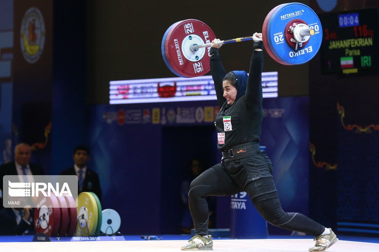 Parisa Jahanfekrian, an Iranian former weightlifting champion (undated)