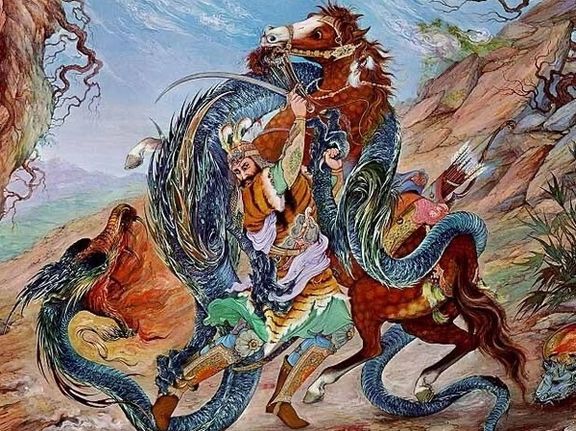 Panel depicting a scene from Shahnameh, Iran's national epic