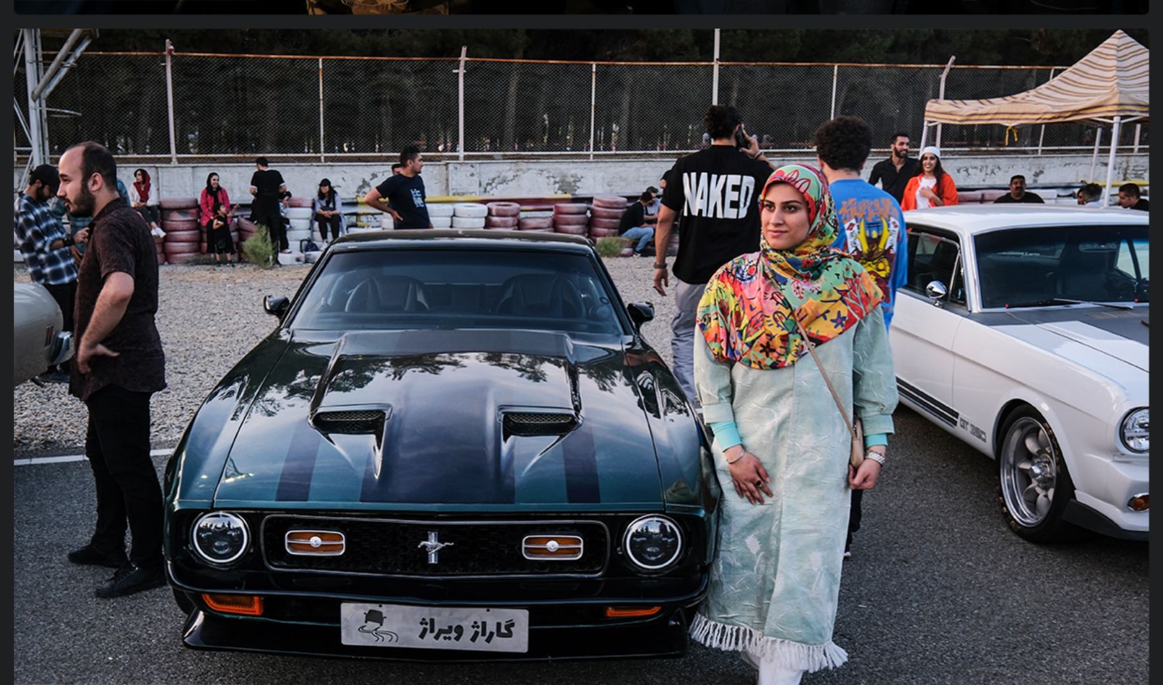 A Mustang displayed at classic car show in Iran