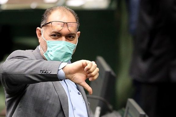 A lawmaker gesturing opposition to a bill. November 16, 2021