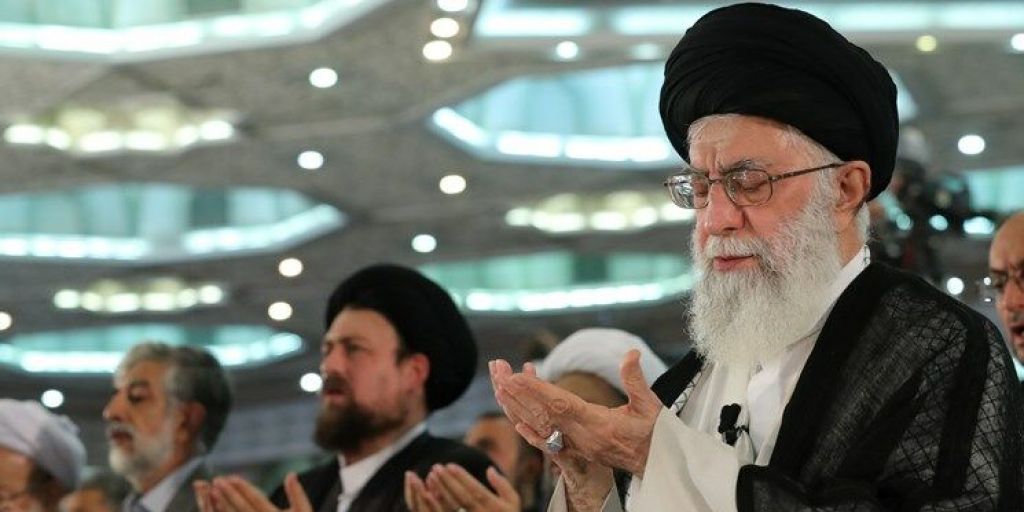 Iran's Supreme Leader Ali Khamenei praying during Eid Fitr. FILE PHOTO
