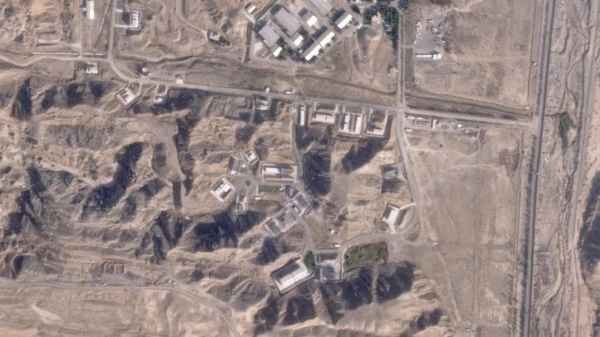 A satellite image of an Iranian missile production and testing facility.