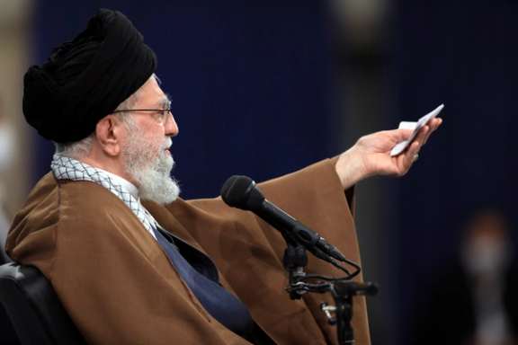 Iran’s Supreme Leader Ali Khamenei addressing a group of students in April 2023