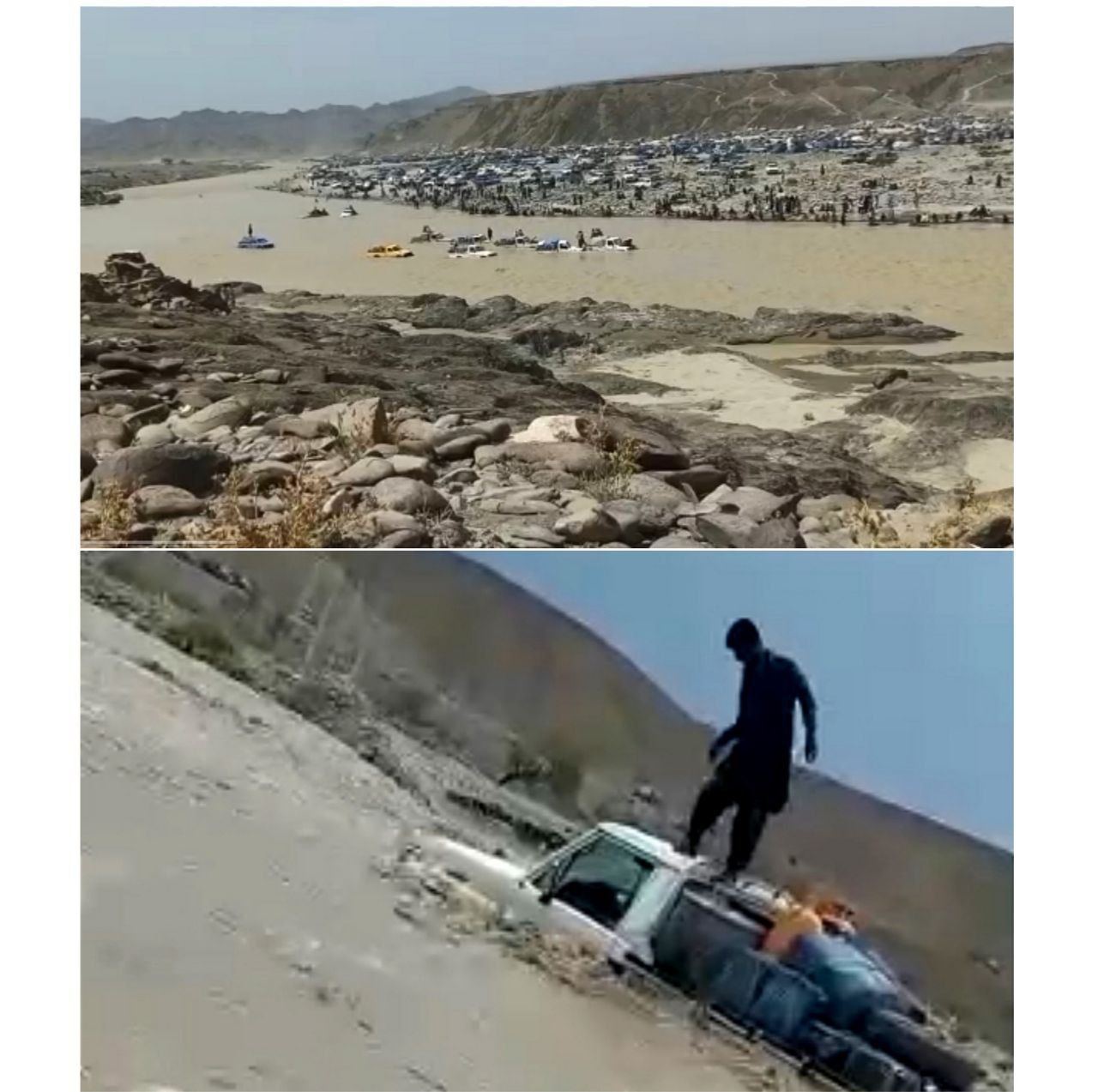 طغیان رودخانه و سیلاب، ده‌ها خودروی سوخت‌بران بلوچ را غرق کرد