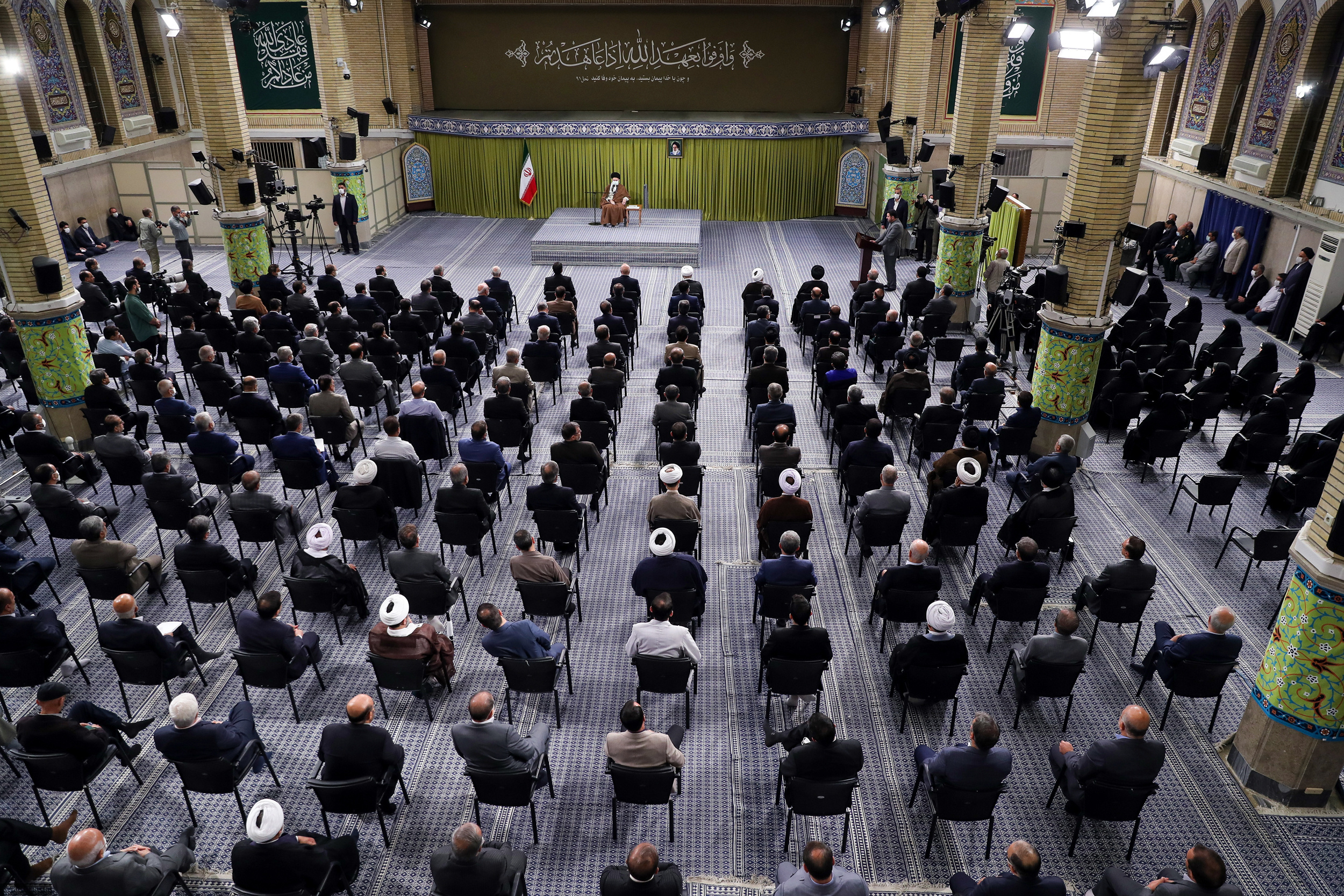 Iran’s ruler Ali Khamenei during a meeting with parliament members on May 24, 2023