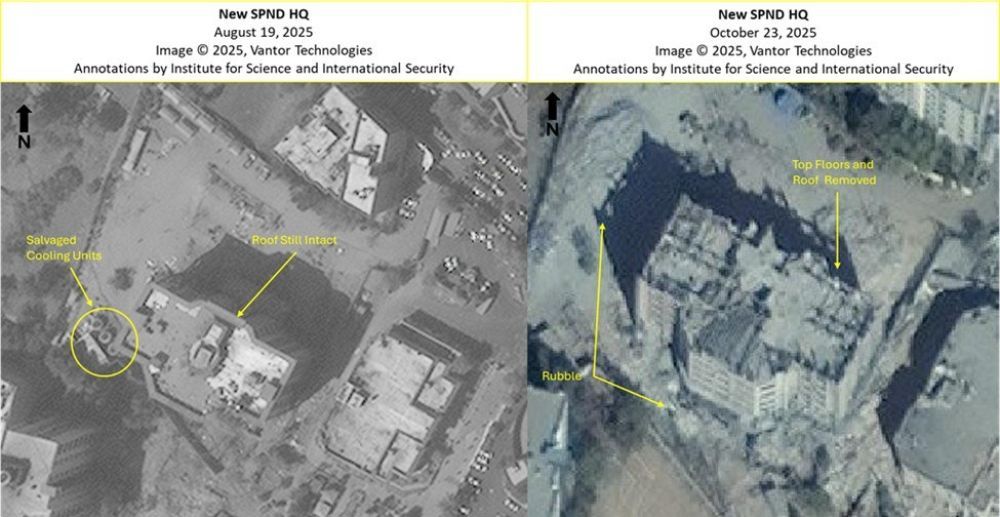 موسسه علوم و امنیت بین‌المللی: جمهوری اسلامی در حال پاکسازی ساختمان اصلی سپند در تهران است