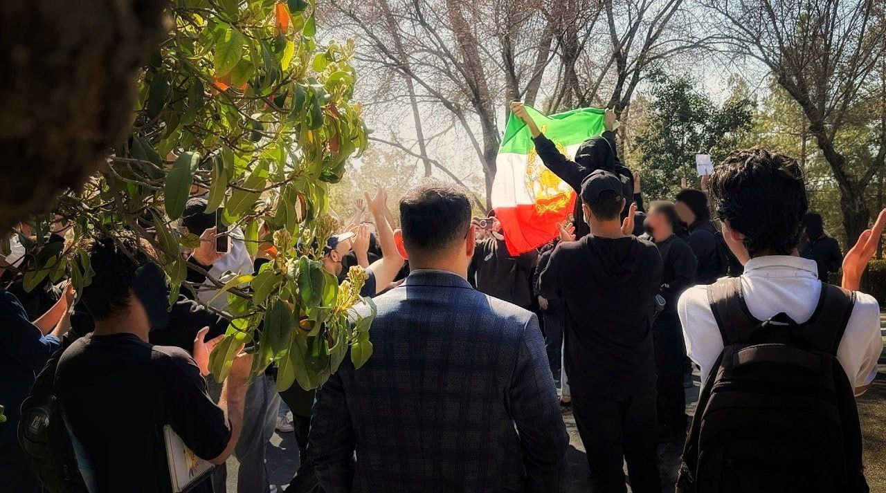 A scene of Iranian student protests on February 23, 2026