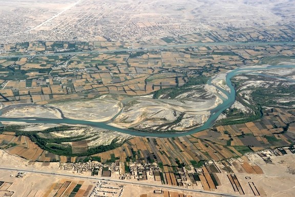 Helmand River with the Boghra canal in the middle distance, near the town of Grishk