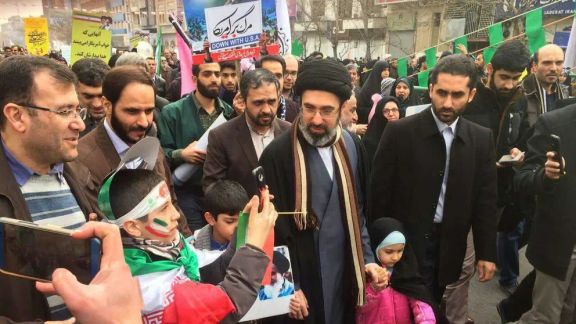 Mojtaba Khamenei, the Supreme Leader’s son, during a demonstration