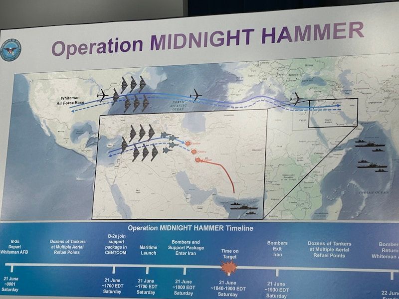 Official graphic displayed in the Pentagon briefing room