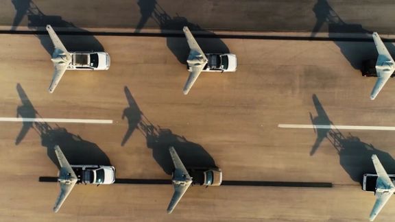 Iranian drones being transferred on the back of cars during a joint military exercise in central Iran