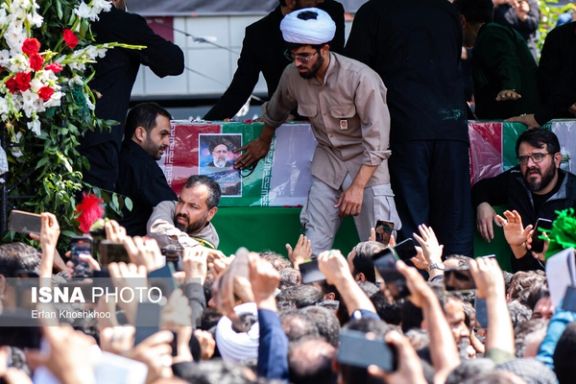 President Ebrahim Raisi's coffin in Tehran during funeral ceremony