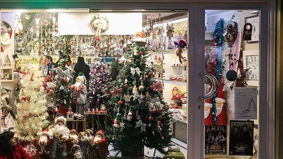 A store selling Christmas decorations in Tajrish, Tehran.