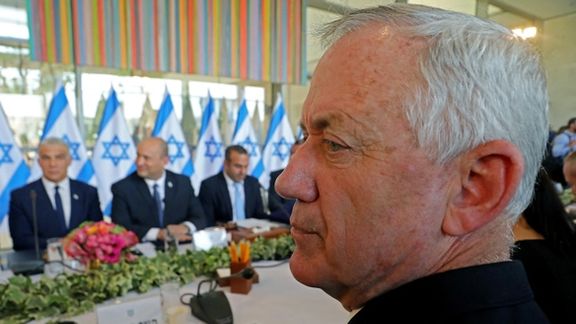 Israeli Defense Minister Benny Gantz seen at the cabinet meeting on May 29, 2022