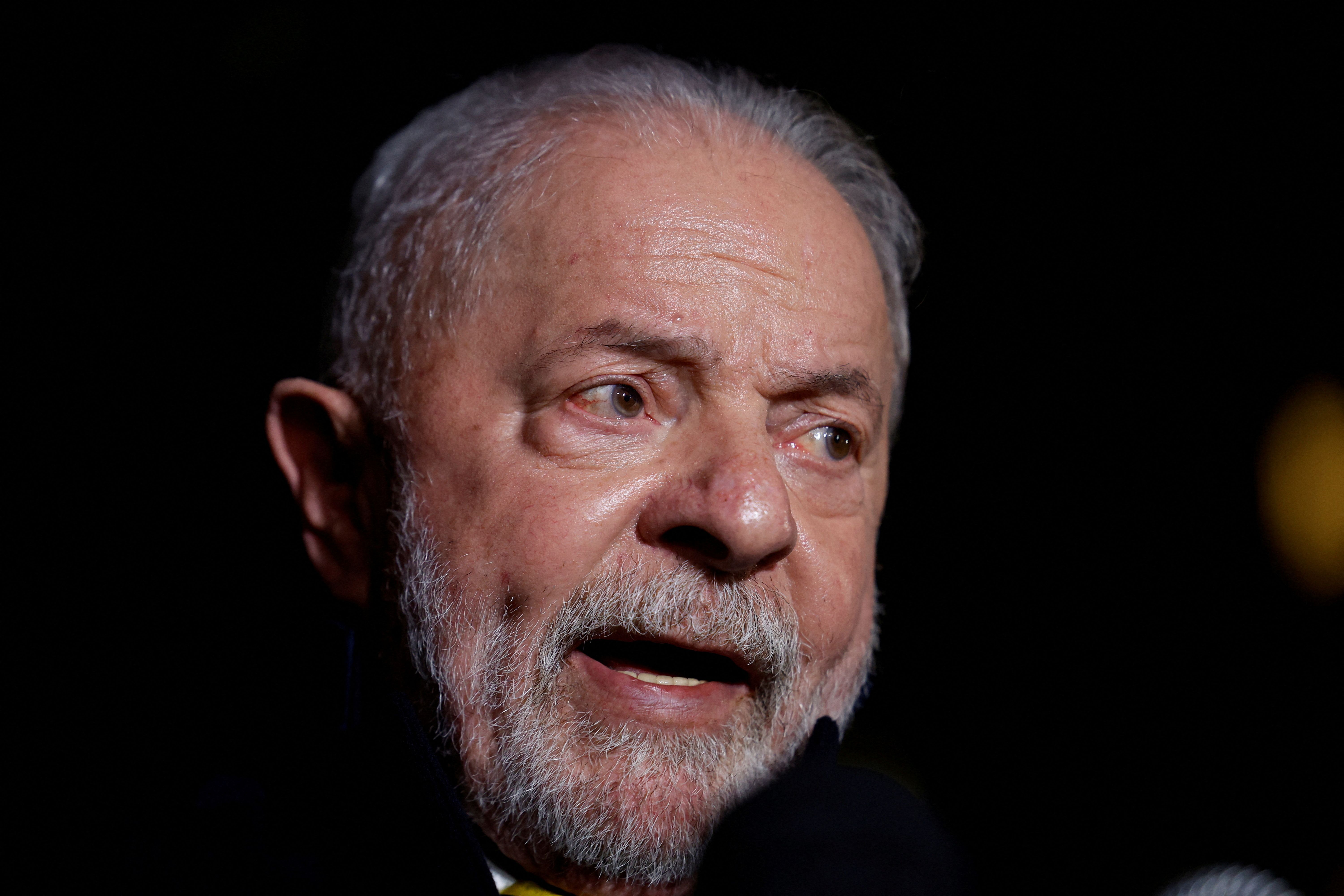 Brazil's President Luiz Inacio Lula da Silva talks to reporters in front of the West Wing of the White House after his meeting with US President Joe Biden in Washington, US, February 10, 2023. 