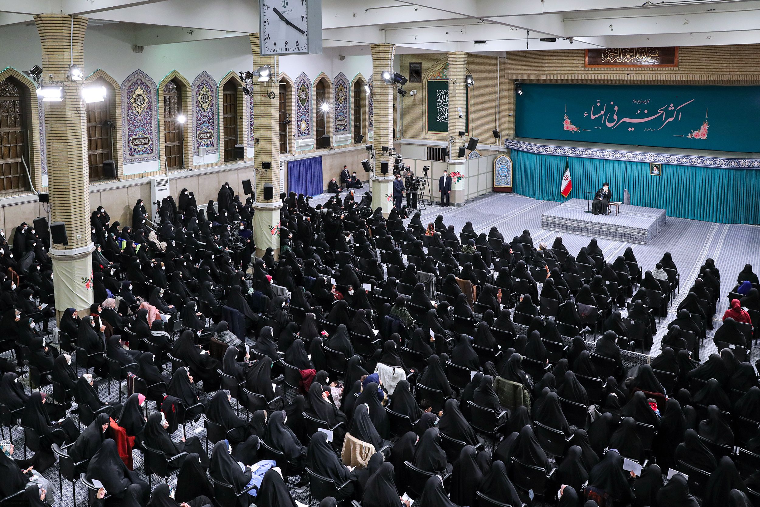 Supreme Leader Ali Khamenei speaking to a group of women o January 4, 2023  