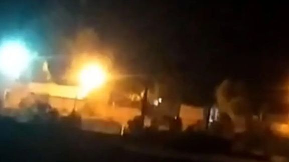A photo published by Iran’s state media of the attack on a military base near Rask in Iran’s Sistan-Baluchestan province (January 2024)