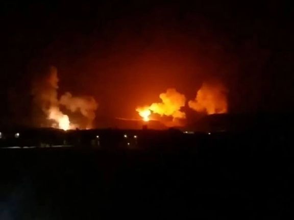 Explosions at a Houthi port during air attacks. Jan. 13, 2024