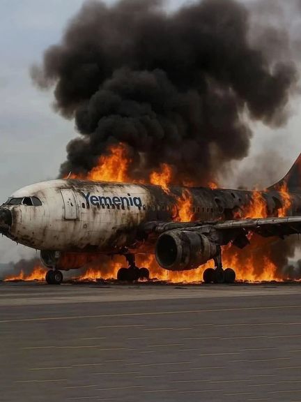 چند هواپیمای خطوط هوایی یمن در حملات اسرائیل به فرودگاه صنعا در آتش سوخت