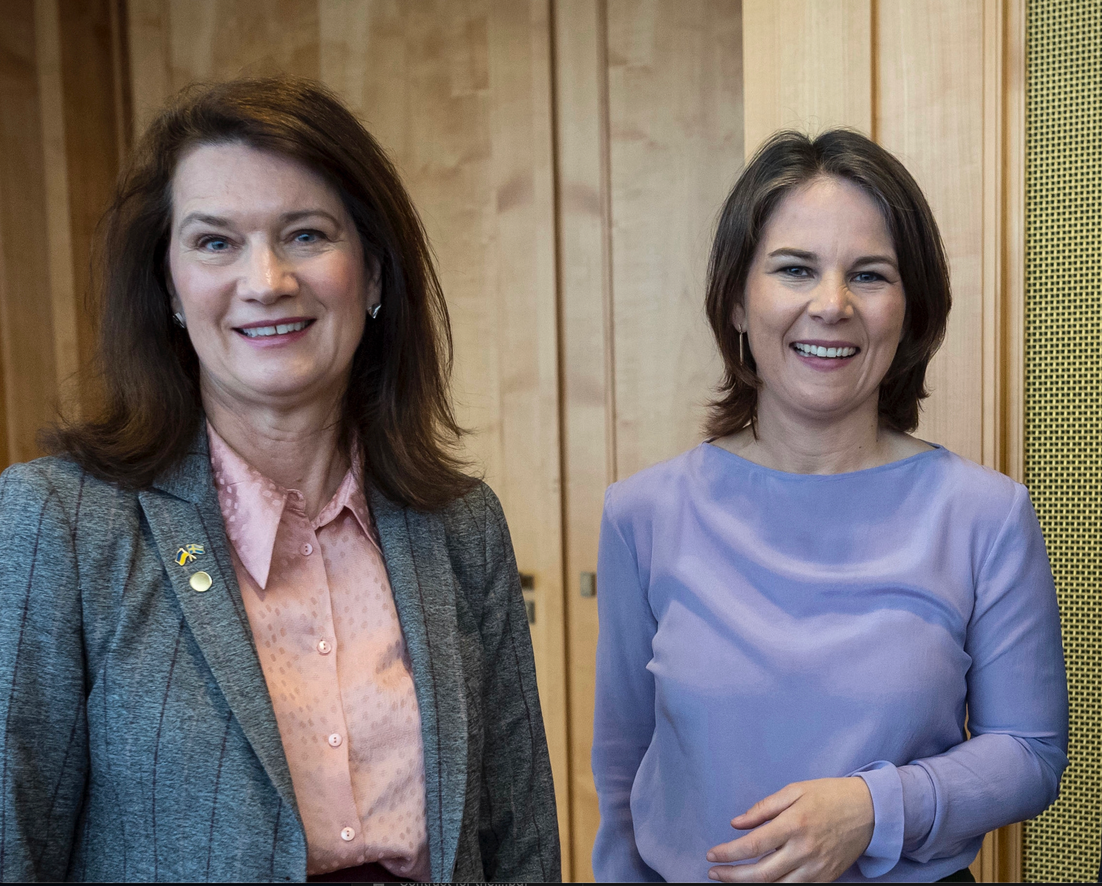 Swedish Foreign Minister Ann Linde (left) and German Foreign Minister Annalena Baerbock  (undated)
