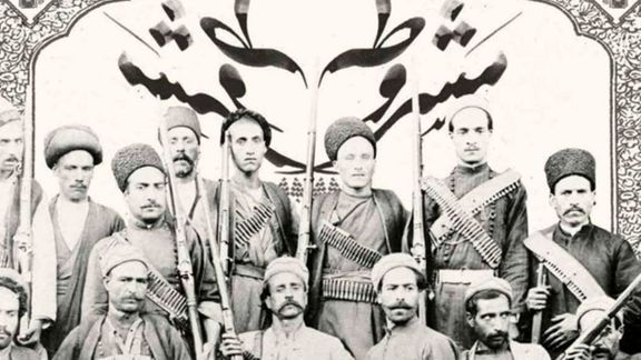 The leaders of the revolutionary military forces who captured Tehran and forced the Shah to agree to a constitution. Circa 1905