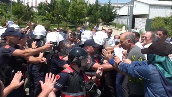 Iranian dissidents clash with Albanian police during a raid on the Ashraf-3 and Ashraf-4 camps on June 20, 2023, in pursuit of suspects tied to cyberattacks.
