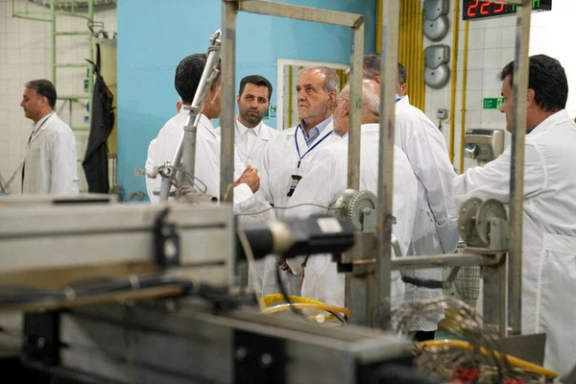 Iranian President Masoud Pezeshkian visits the Iranian Atomic Energy Organization in Tehran, Iran, November 2, 2025.
