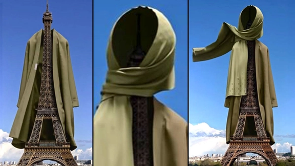 گذاشتن حجاب روی برج ایفل در تبلیغات شرکت تولیدکننده لباسهای اسلامی دردسرساز شد