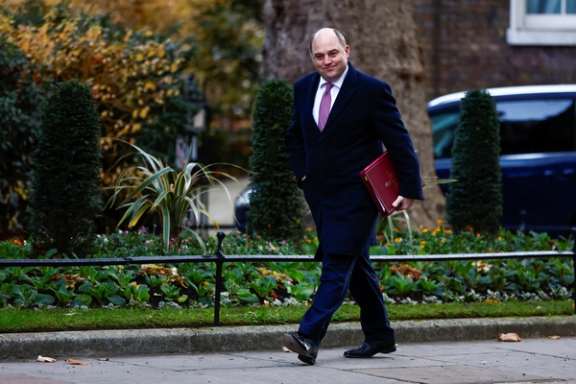Britain’s Defense Secretary Ben Wallace, walks outside Downing Street in London, December 6, 2022