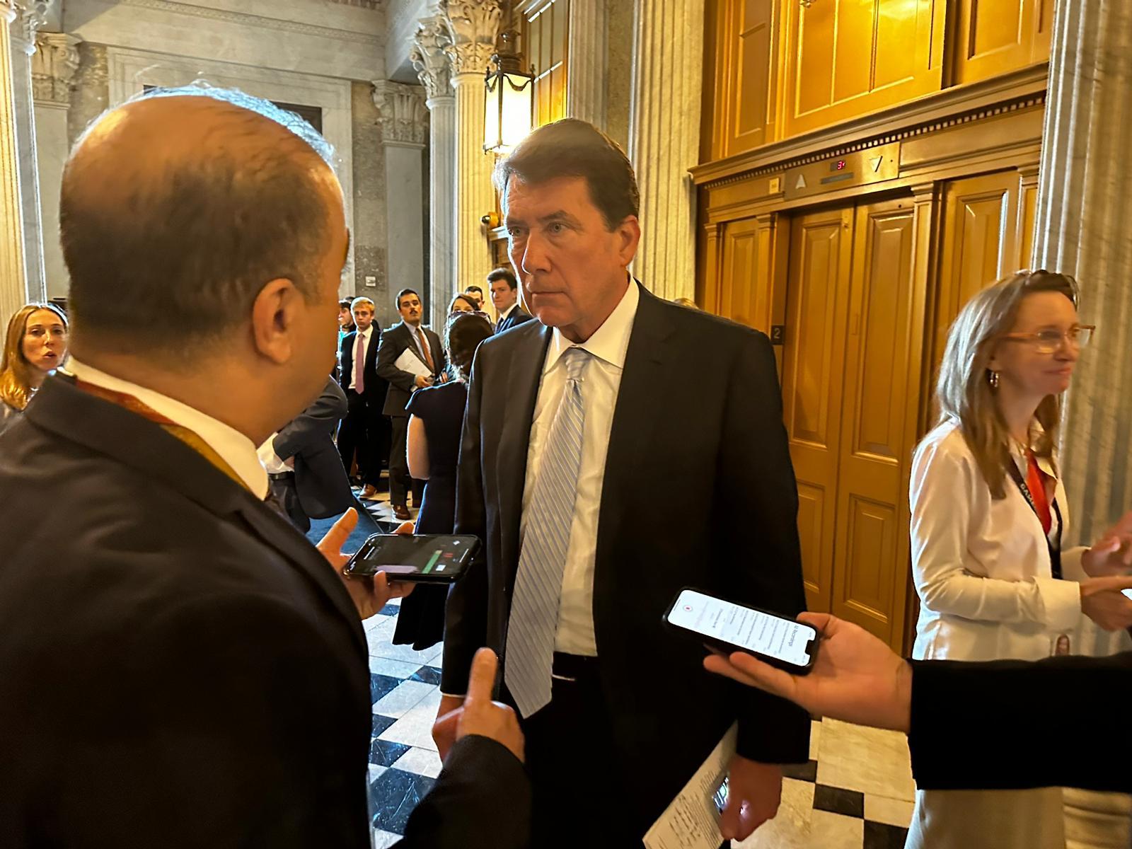 Senator Bill Hagerty speaking to Iran International's Arash Alaei on October 4, 2023