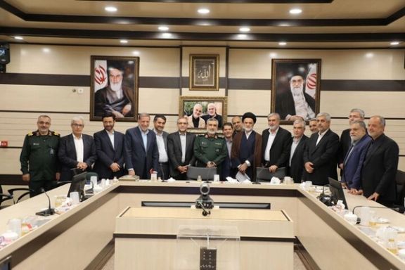 Brigadier General Amir Ali Hajizadeh, commander of the Islamic Revolutionary Guard Corps (IRGC) Aerospace Force (center) during a meeting with members of the Iranian Parliament’s National Security and Foreign Policy Committee