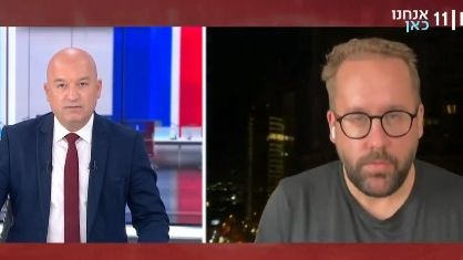 تصویری از مصاحبه خبرنگار بیلد (سمت راست) با شبکه کان اسرائیل