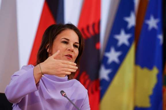 German Foreign Minister Annalena Baerbock speaks during a conference on October 21, 2022