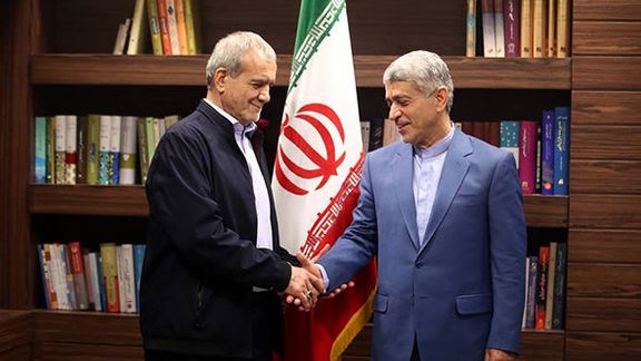 President Pezeshkian meeting with Tayyebnia after the election in July.