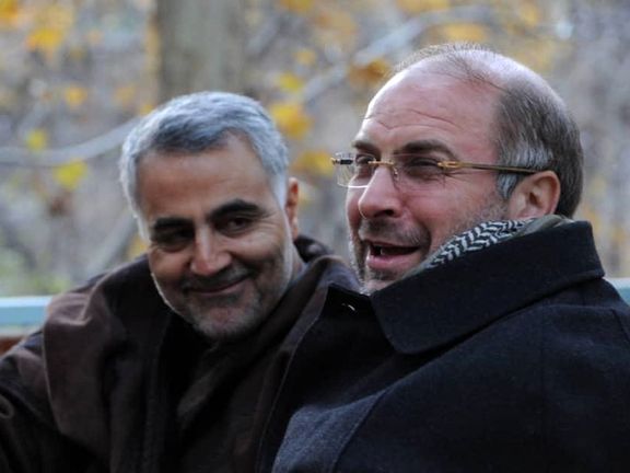 Former mayor and current perliament speaker, Ghalibaf (R) with Qasem Soleimani