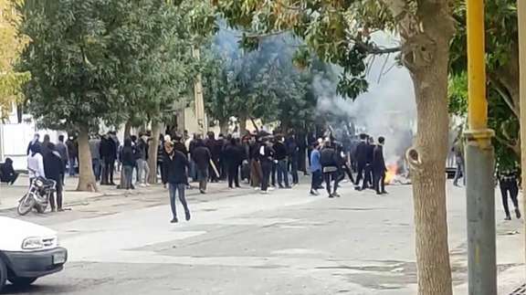 Protesters in the Kurdish town of Mehabad on Friday
