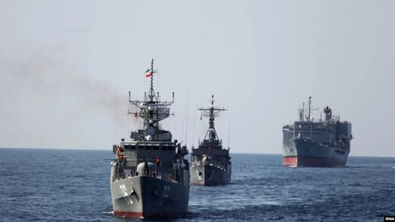 Iranian navy vessels during drills in the Sea of Oman. Undated
